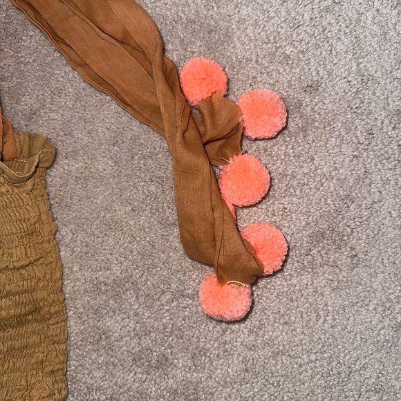 Sundress Tan Crop Top with Pink Poms - Picture 3 of 4